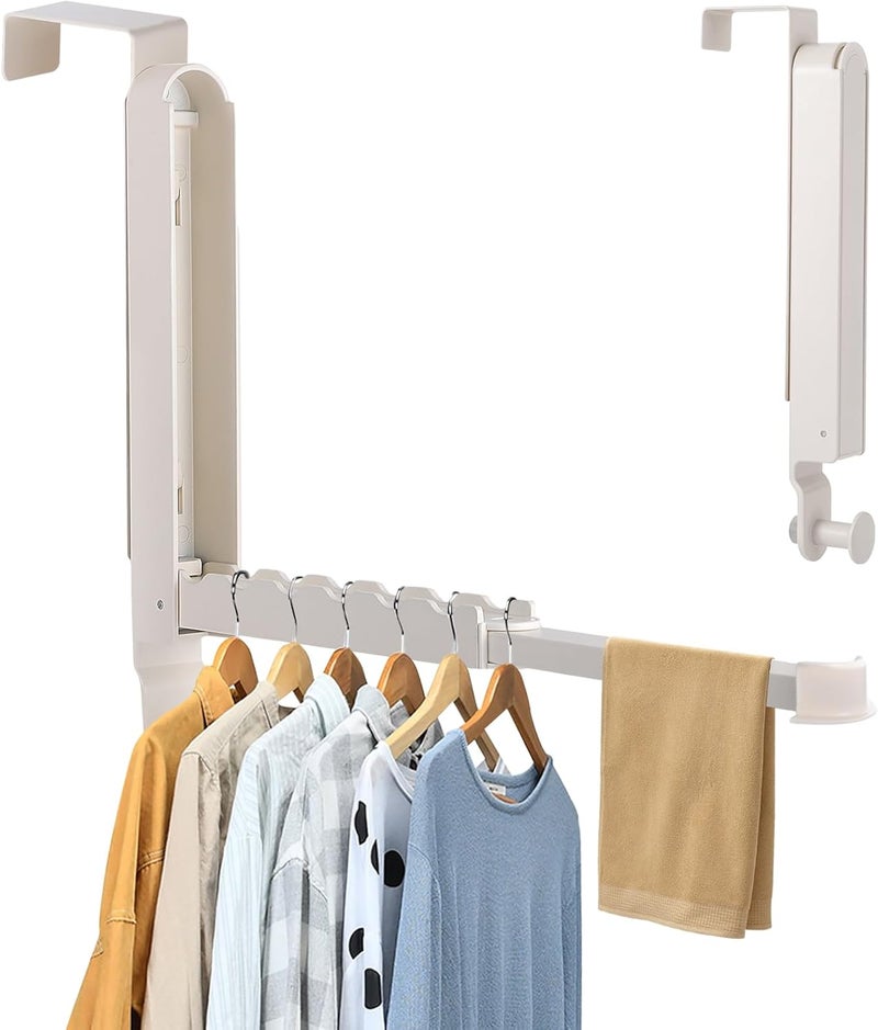 Dntorx Over The Door Drying Rack, 1 Pack Foldable Over The Door Hooks Hanger for Laundry Clothes Heavy Duty Door Organizer Rack Coat Towels Hanging Storage for Bedroom Bathroom Kitchen - Image 1